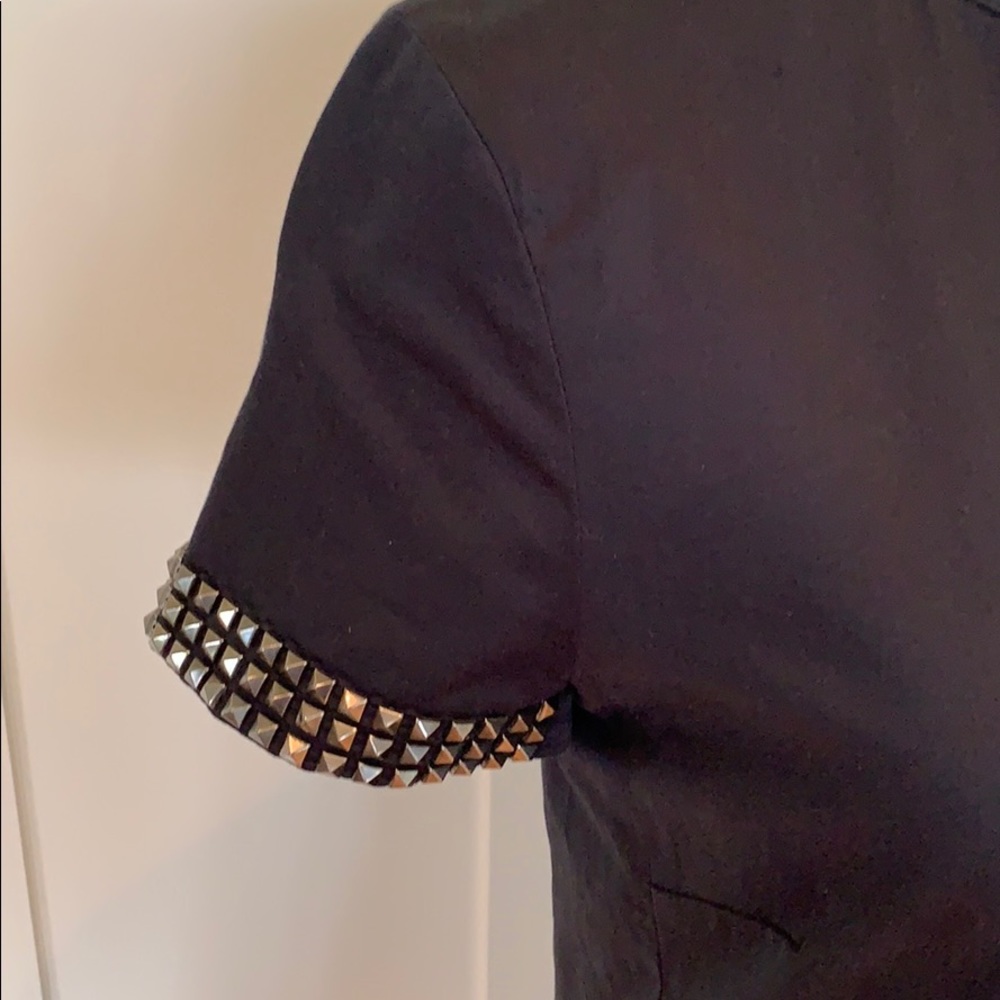 BURBERRY ROCKSTUD BLACK FITTED SILHOUETTE COTTON DRESS LINED W/SILVER STUDS US 4 - Picture 5 of 8